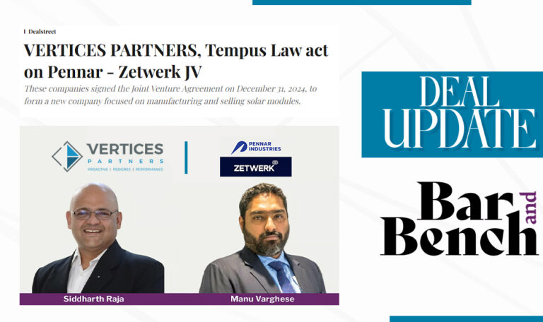 VERTICES PARTNERS, Tempus Law act on Pennar - Zetwerk JV